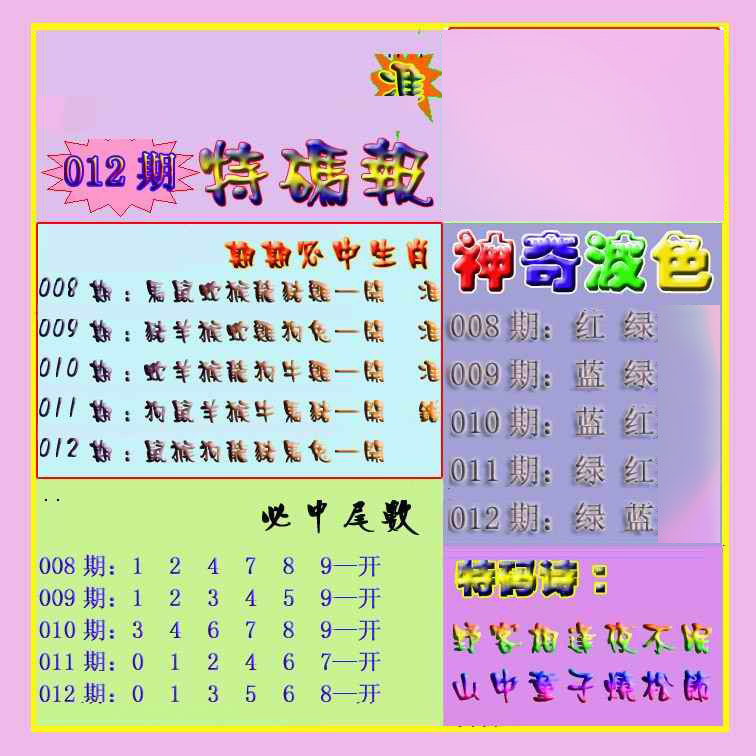 012期生财有道特码报[图]