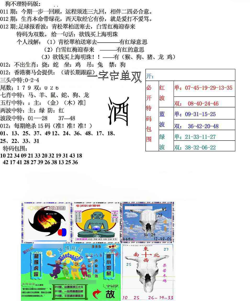 012期狗不理特码报[图]