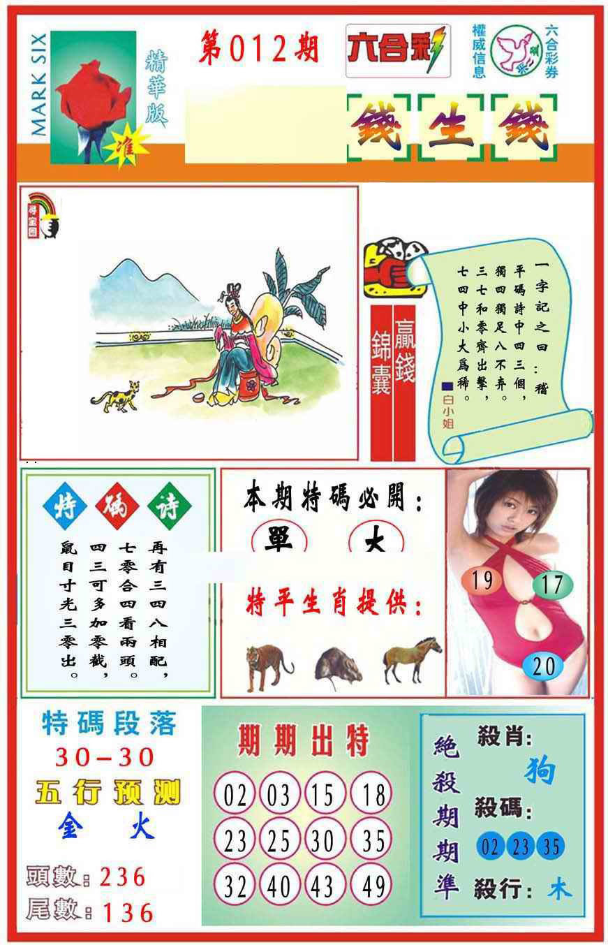 012期马经钱生钱(新图推荐)[图]