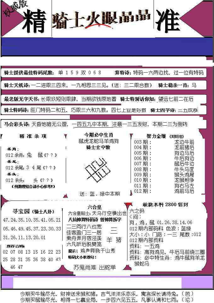 012期骑士火眼晶晶（正）[图]